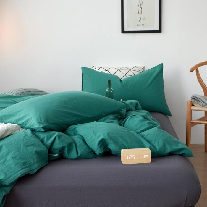 91家纺网 家纺一手货源 找家纺 新品纯色全棉水洗棉四件套纯棉学生三件套宿舍床单被套床笠款