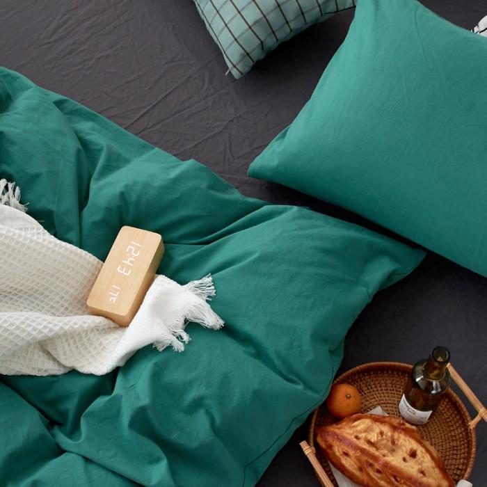 91家纺网 家纺一手货源 找家纺 新品纯色全棉水洗棉四件套纯棉学生三件套宿舍床单被套床笠款