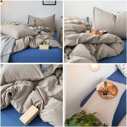 新品纯色全棉水洗棉四件套纯棉学生三件套宿舍床单被套床笠款