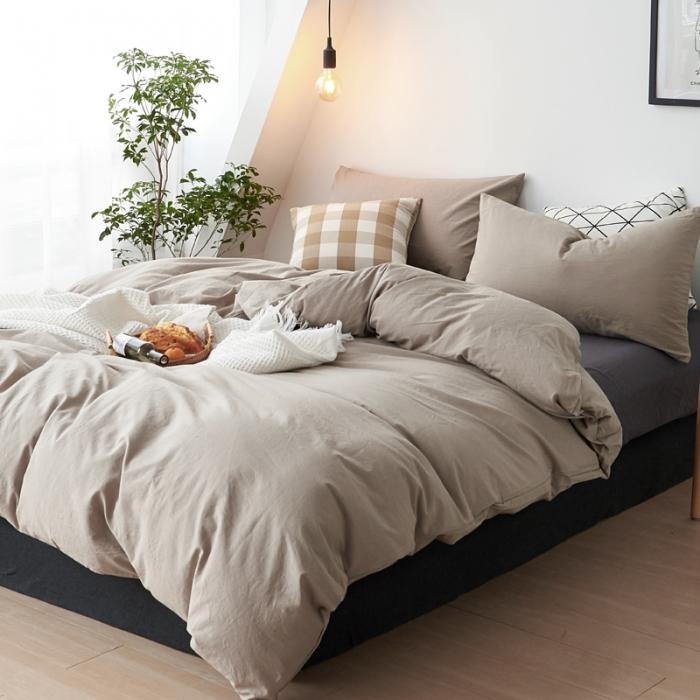 91家纺网 家纺一手货源 找家纺 新品纯色全棉水洗棉四件套纯棉学生三件套宿舍床单被套床笠款