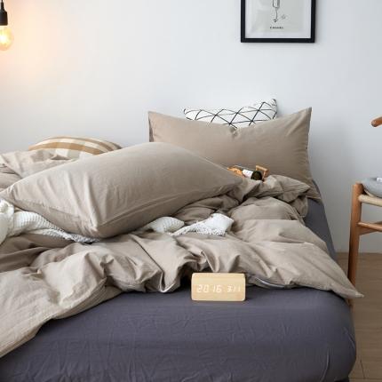 新品纯色全棉水洗棉四件套纯棉学生三件套宿舍床单被套床笠款