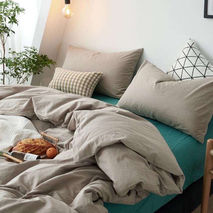 91家纺网 家纺一手货源 找家纺 新品纯色全棉水洗棉四件套纯棉学生三件套宿舍床单被套床笠款