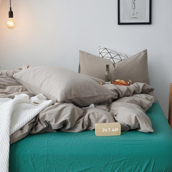 91家纺网 家纺一手货源 找家纺 新品纯色全棉水洗棉四件套纯棉学生三件套宿舍床单被套床笠款