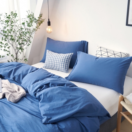 91家纺网 家纺一手货源 找家纺 新品纯色全棉水洗棉四件套纯棉学生三件套宿舍床单被套床笠款