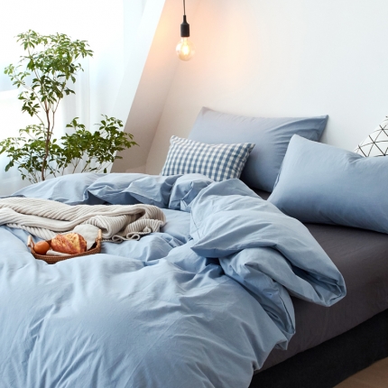 91家纺网 家纺一手货源 找家纺 新品纯色全棉水洗棉四件套纯棉学生三件套宿舍床单被套床笠款