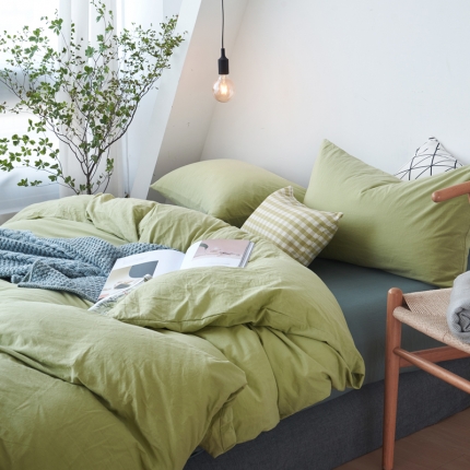 91家纺网 家纺一手货源 找家纺 新品纯色全棉水洗棉四件套纯棉学生三件套宿舍床单被套床笠款