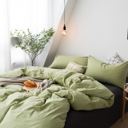 91家纺网 家纺一手货源 找家纺 新品纯色全棉水洗棉四件套纯棉学生三件套宿舍床单被套床笠款