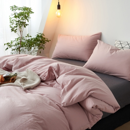 91家纺网 家纺一手货源 找家纺 新品纯色全棉水洗棉四件套纯棉学生三件套宿舍床单被套床笠款