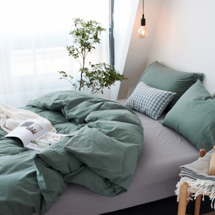 91家纺网 家纺一手货源 找家纺 新品纯色全棉水洗棉四件套纯棉学生三件套宿舍床单被套床笠款