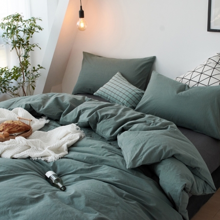 91家纺网 家纺一手货源 找家纺 新品纯色全棉水洗棉四件套纯棉学生三件套宿舍床单被套床笠款