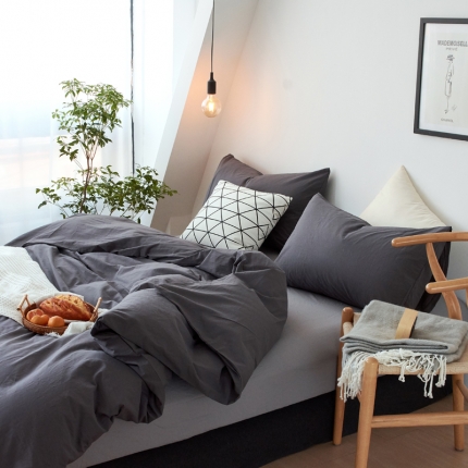 91家纺网 家纺一手货源 找家纺 新品纯色全棉水洗棉四件套纯棉学生三件套宿舍床单被套床笠款