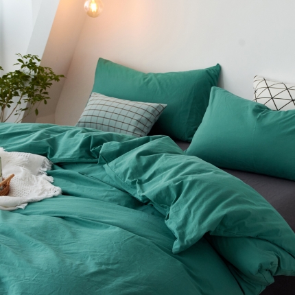 91家纺网 家纺一手货源 找家纺 新品纯色全棉水洗棉四件套纯棉学生三件套宿舍床单被套床笠款