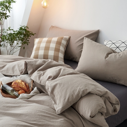 91家纺网 家纺一手货源 找家纺 新品纯色全棉水洗棉四件套纯棉学生三件套宿舍床单被套床笠款