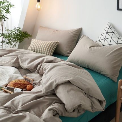 91家纺网 家纺一手货源 找家纺 新品纯色全棉水洗棉四件套纯棉学生三件套宿舍床单被套床笠款