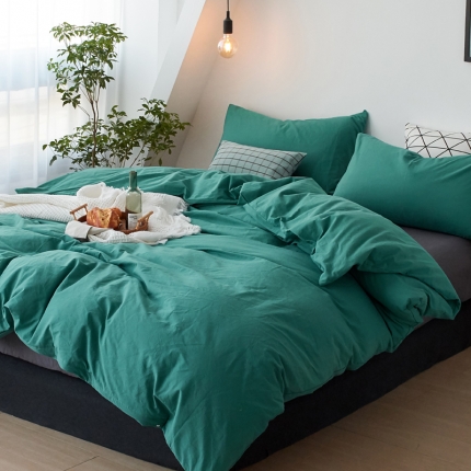 新品纯色全棉水洗棉四件套纯棉学生三件套宿舍床单被套床笠款