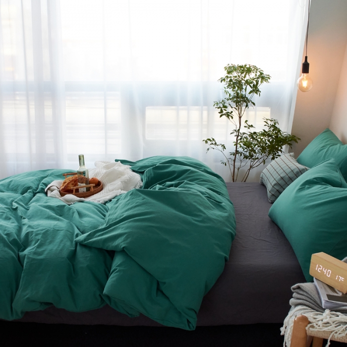 91家纺网 家纺一手货源 找家纺 新品纯色全棉水洗棉四件套纯棉学生三件套宿舍床单被套床笠款