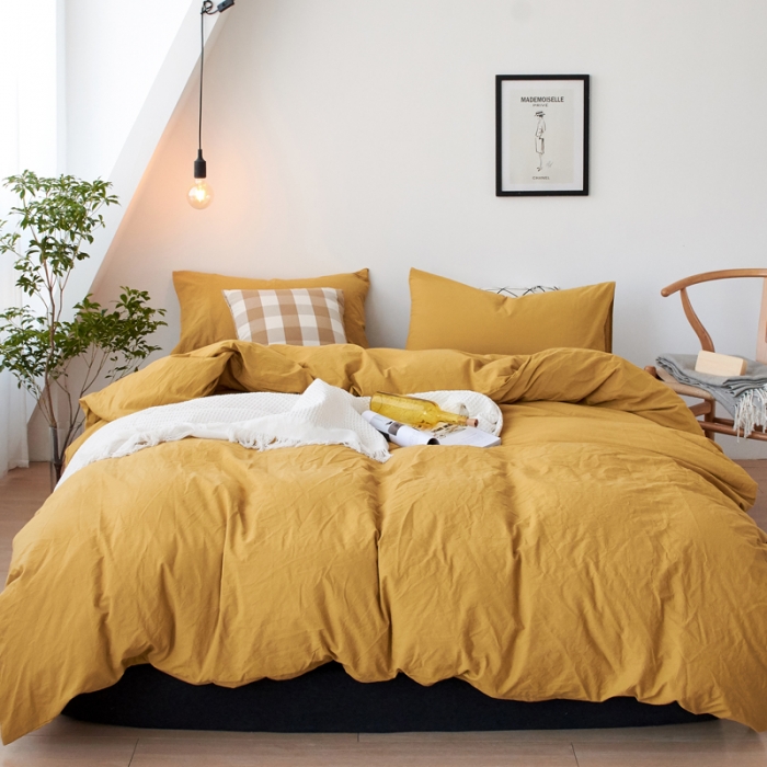 91家纺网 家纺一手货源 找家纺 新品纯色全棉水洗棉四件套纯棉学生三件套宿舍床单被套床笠款