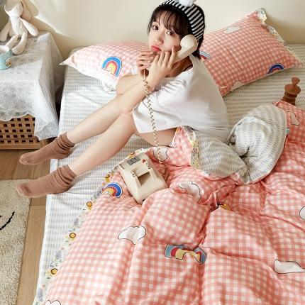 91家纺网 家纺一手货源 找家纺 静家居 2020小资生活系（织带款）四件套 轻羽-绿