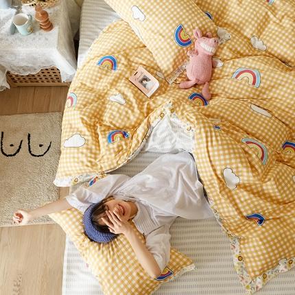 91家纺网 家纺一手货源 找家纺 静家居 2020小资生活系（织带款）四件套 轻羽-绿