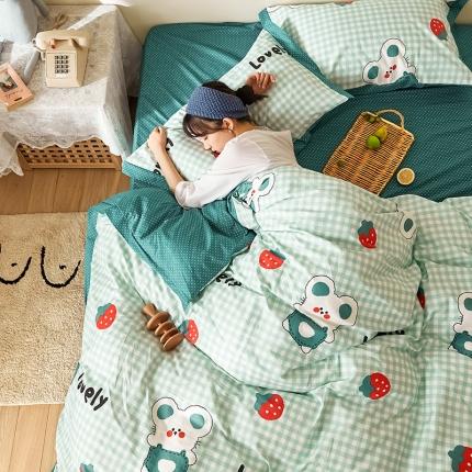 91家纺网 家纺一手货源 找家纺 静家居 2020小资生活系（织带款）四件套 轻羽-绿