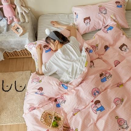 91家纺网 家纺一手货源 找家纺 静家居 2020小资生活系（织带款）四件套 轻羽-绿