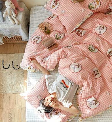 91家纺网 家纺一手货源 找家纺 静家居 2020小资生活系（织带款）四件套 轻羽-绿