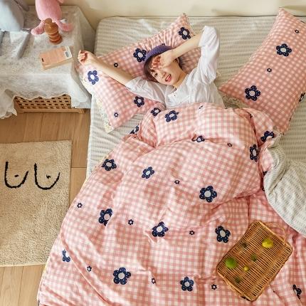 91家纺网 家纺一手货源 找家纺 静家居 2020小资生活系（织带款）四件套 轻羽-绿