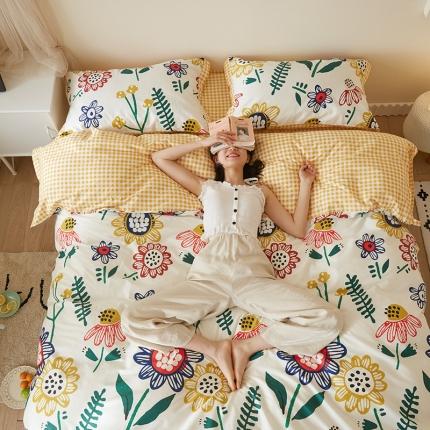 91家纺网 家纺一手货源 找家纺 静家居 2020小资生活系（织带款）四件套 轻羽-绿