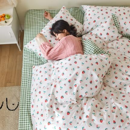 91家纺网 家纺一手货源 找家纺 静家居 2020小资生活系（织带款）四件套 轻羽-绿