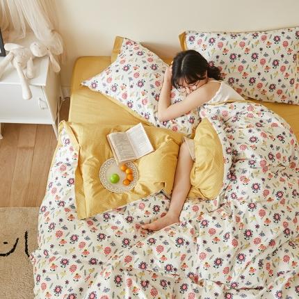 91家纺网 家纺一手货源 找家纺 静家居 2020小资生活系（织带款）四件套 轻羽-绿