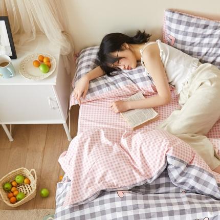 91家纺网 家纺一手货源 找家纺 静家居 2020小资生活系（织带款）四件套 轻羽-绿