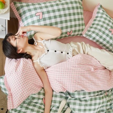 91家纺网 家纺一手货源 找家纺 静家居 2020小资生活系（织带款）四件套 轻羽-绿