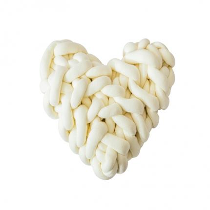 暖绵绵 新品哈特打结爱心抱枕针织靠枕抱枕靠垫 白色