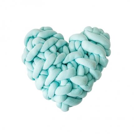 暖绵绵 新品哈特打结爱心抱枕针织靠枕抱枕靠垫 冰河蓝色