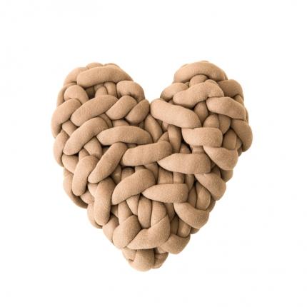 暖绵绵 新品哈特打结爱心抱枕针织靠枕抱枕靠垫 卡其色