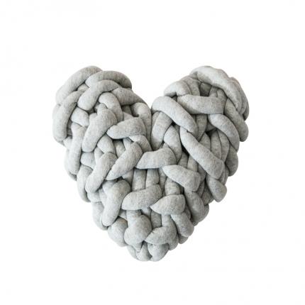 暖绵绵 新品哈特打结爱心抱枕针织靠枕抱枕靠垫 浅麻灰色