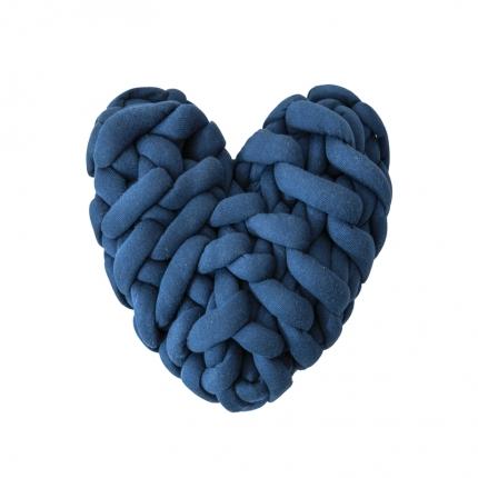 暖绵绵 新品哈特打结爱心抱枕针织靠枕抱枕靠垫 深蓝色