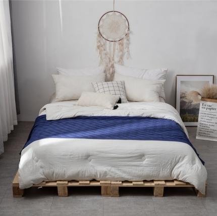 91家纺网 家纺一手货源 找家纺 暖绵绵 新品森奇床尾毯针织毯子线毯 牛仔蓝