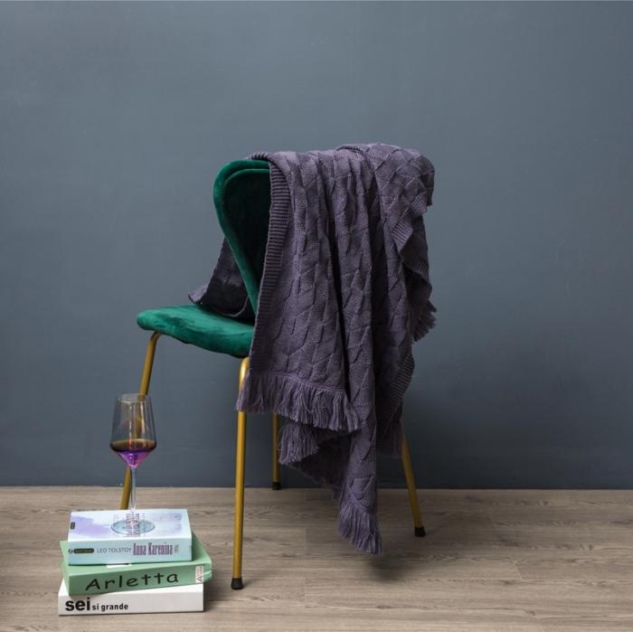 91家纺网 家纺一手货源 找家纺 暖绵绵 新品森奇床尾毯针织毯子线毯 暗蓝