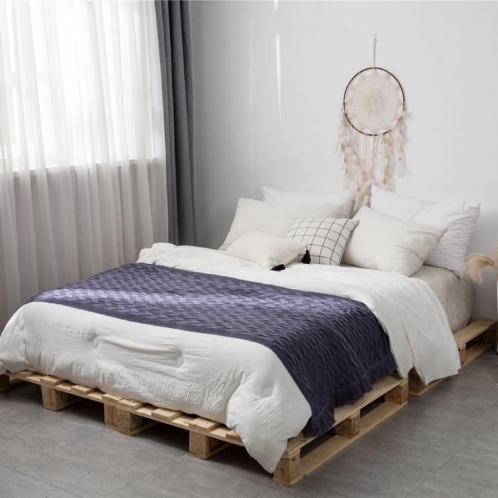 91家纺网 家纺一手货源 找家纺 暖绵绵 新品森奇床尾毯针织毯子线毯 暗蓝