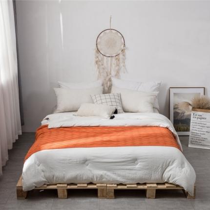 暖绵绵 新品森奇床尾毯针织毯子线毯 橙红