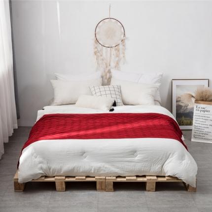 暖绵绵 新品森奇床尾毯针织毯子线毯 枣红