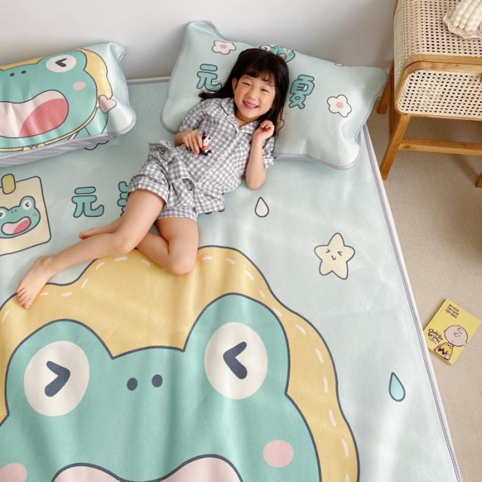 91家纺网 家纺一手货源 找家纺 川悦生活 2021直播供货新款大版冰丝凉席 元气蛙