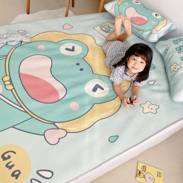 91家纺网 家纺一手货源 找家纺 川悦生活 2021直播供货新款大版冰丝凉席 元气蛙