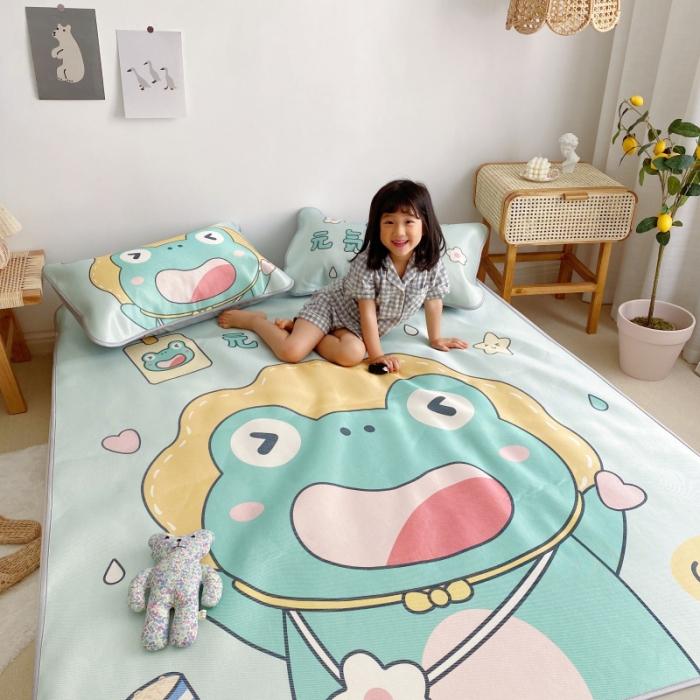 91家纺网 家纺一手货源 找家纺 川悦生活 2021直播供货新款大版冰丝凉席 元气蛙