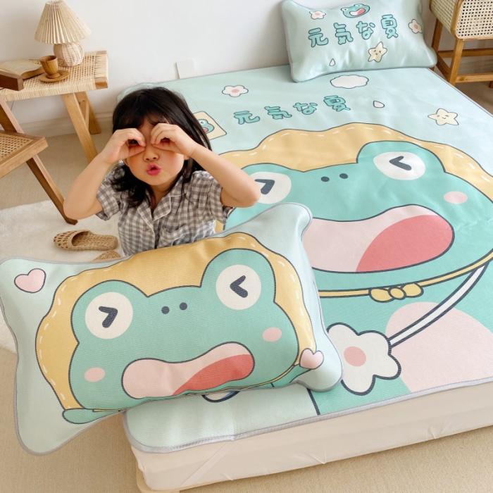 91家纺网 家纺一手货源 找家纺 川悦生活 2021直播供货新款大版冰丝凉席 元气蛙