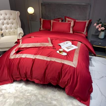 91家纺网 家纺一手货源 找家纺 太古汇 2020新款60S轻奢绣花四件套 威廉-湘红