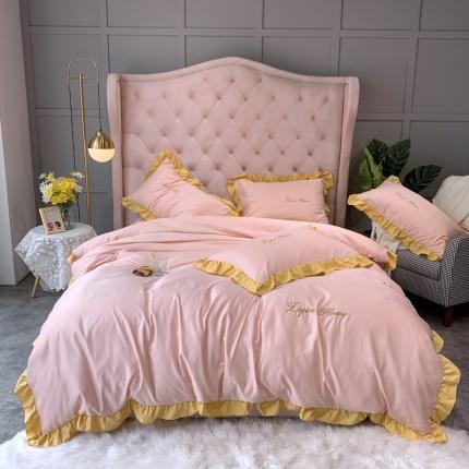 91家纺网 家纺一手货源 找家纺 （总）博纳家纺 2020新款双面水洗真丝撞色荷叶边四件套