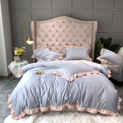 91家纺网 家纺一手货源 找家纺 （总）博纳家纺 2020新款双面水洗真丝撞色荷叶边四件套