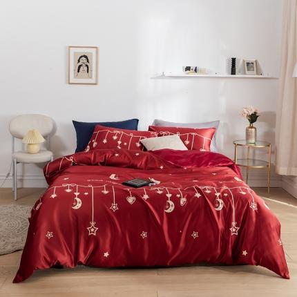 91家纺网 家纺一手货源 找家纺 （总）琪格格 2020新款水洗真丝印花四件套